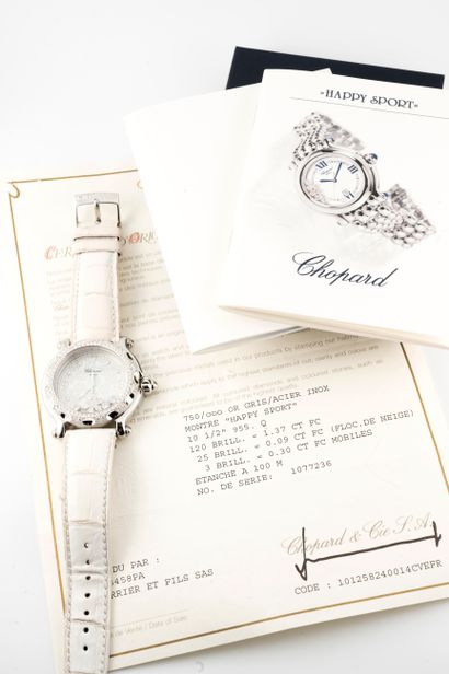 null CHOPARD Paris 
HAPPY SPORT" model 
Reference : 28/8946
Flocon watch in 18k white...