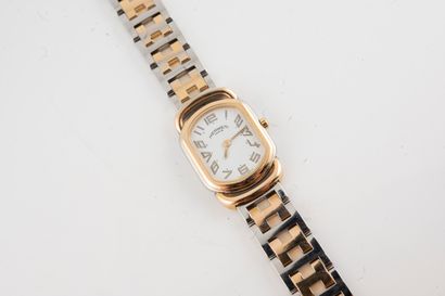 null HERMES Paris
Ladies' wristwatch in steel and gilt metal, "RALLYE" model, quartz...
