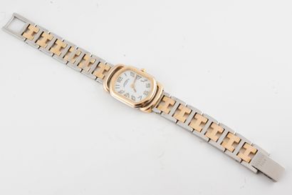 null HERMES Paris
Ladies' wristwatch in steel and gilt metal, "RALLYE" model, quartz...