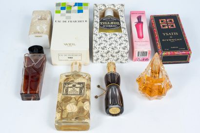 null Set of approx. 10 perfume bottles with or without box, full or with perfume...