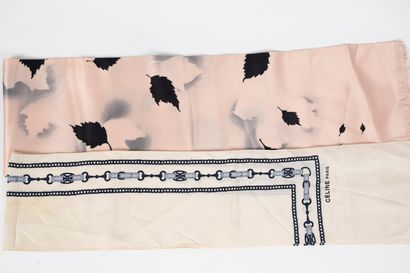 null Set of four silk scarves:
- A pink scarf with leaf design,
- A GIVENCHY scarf...