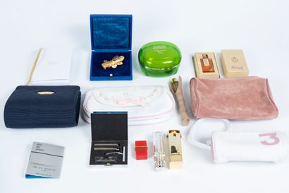 null Lot including 4 Christian Dior pouches, empty, and bottles including Molinard...
