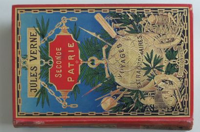 Jules VERNE Jules Verne. Seconde Patrie. Cartonnage Hetzel type à la Mappemonde (1897...