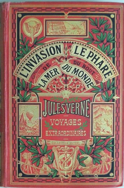 Jules VERNE Jules Verne. L'Invasion de la Mer, Le Phare du Bout du Monde. Cartonnage...