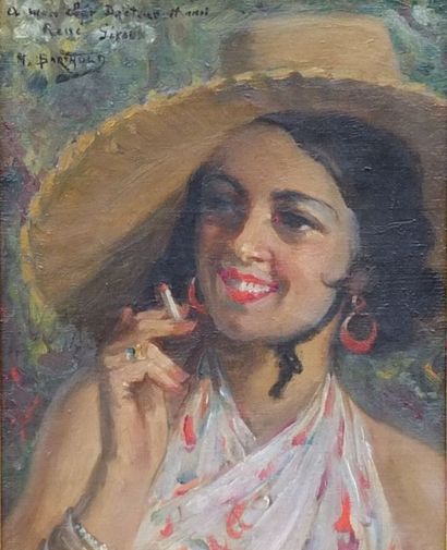 null BARTHOLD Manuel. (1874-1947) - Jeune espagnole à la cigarette- Huile sur toile-...