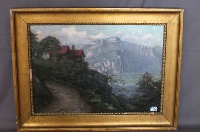 E, BEAUSSIER Emile BEAUSSIER- 1874- 1944- Paysage de montagne en Suisse- Huile sur...