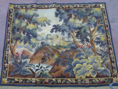 null Petite tapisserie "Verdure et Château"-XIX-120x145cm