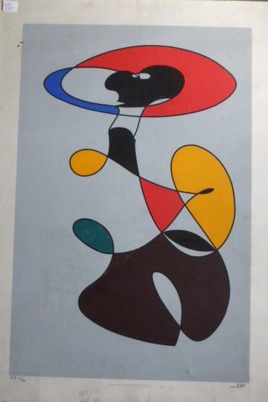 null Ecole du XX ème - "COMPOSITION" - Lithographie - 68x47