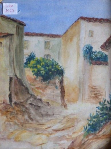 null Ecole Française XIX ème - "RUE DE BORMES LES MIMOSAS - VAR" - Aquarelle - Signée...