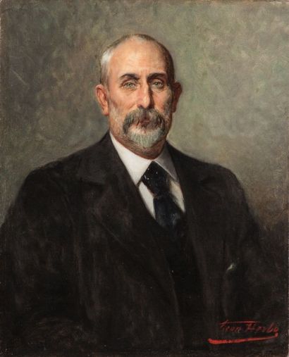 null HERBO Léon (1850-1907) - Portrait d'homme - Huile sur toile - Signée en bas...
