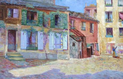 null WAROQUIER Henri de- La Rue Froideveau- 1900. Huile sur panneau marouflé sur...
