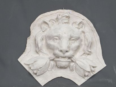null Mufle de lion- Ancien décor sculpté en plâtre modèle préparatoire H de 60 à...