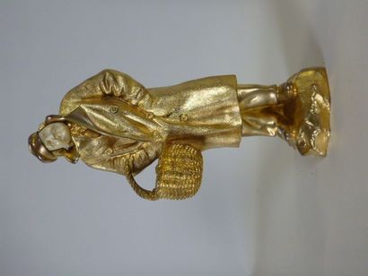 null Statue en bronze doré et tête en ivoire signée SECAREL