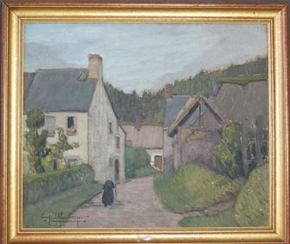 null Eugène Jacques SCHLUMBERGER (1879-1960) Village breton Huile sur toile Signée...