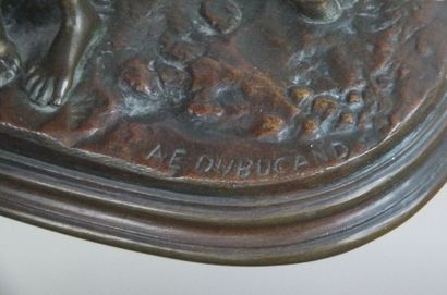 null DUBUCAND Alfred 1828-1894 Jeune homme et âne- Bronze à patine dorée- Signée...