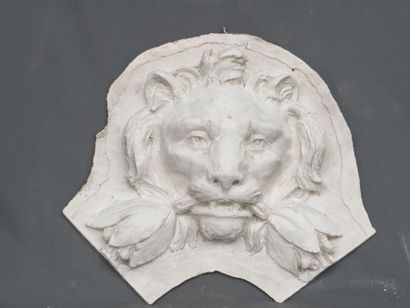 null Tête lion-   Ancien décor  sculpté en plâtre  modèle préparatoire   H de 60...