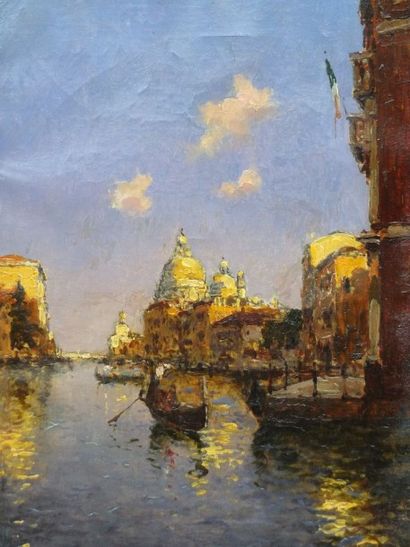 null Albert Ferdinand DUPRAT- Canal à Venise , Huile sur toile signée en bas à g...