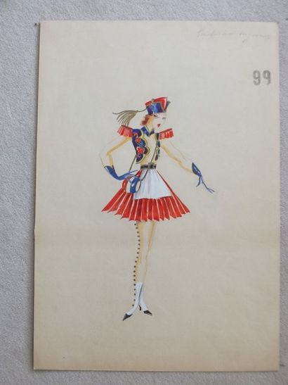 null Costume de théâtre- Aquarelle et gouacheVers 1950