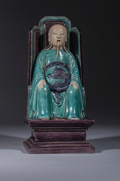 Arts d'Asie Shangdi, seigneur suprême assis sur un trône vêtu d'une robe de cour...