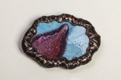 Arts d'Asie Objet de lettré, coupelle à encre composée d'une porcelaine junyao turquoise...