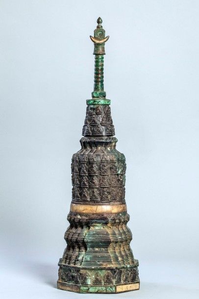 Arts d'Asie Stupa monument commémoratif du Buddha Parinirvâna ou d'un saint Bouddhiste...