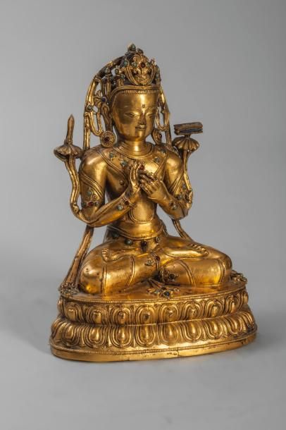 Arts d'Asie Padmapani Lokeshvara le seigneur suprême assis en méditation sur une...