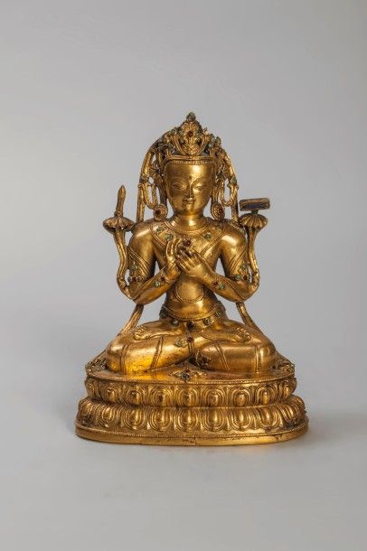 Arts d'Asie Padmapani Lokeshvara le seigneur suprême assis en méditation sur une...