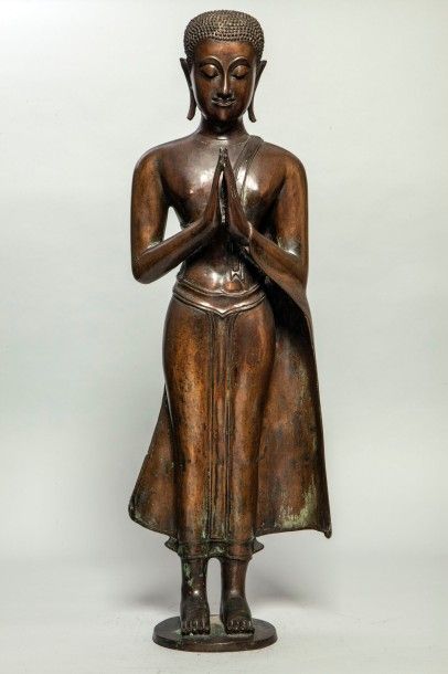 Arts d'Asie Adorant figuré debout en anjali mudra posture d'adoration, les mains...
