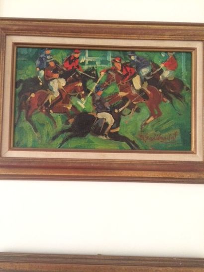 TABLEAUX GAILLARDOT - Courses de chevaux- Huile sur toile - signée en bas à Droite...
