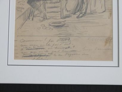 GRÉVIN GREVIN Alfred (1827-1892)- Contrat de mariage- Dessin au crayon- Signé en...