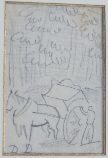 DUFY DUFY Raoul (1877-1953)- "Sous Bois à la charrette"- Dessin au crayon sur calque-...