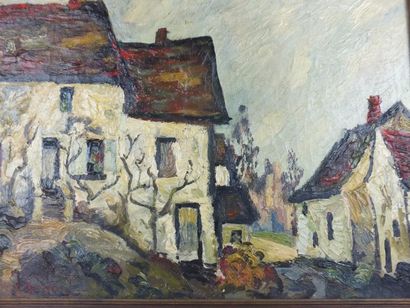 DUMONT Pierre DUMONT (1884-1936), Maisons normandes, HST signée en bas à gauche,...