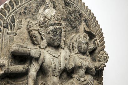 null Stèle Uma Maheshvara illustrant le couple divin Shiva Parvati, la Shakti sur...