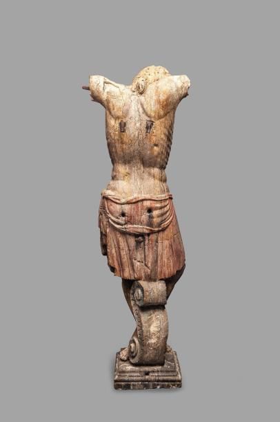 null Importante statue en pierre marbrière de Vérone- Posée sur une console à volutes-...