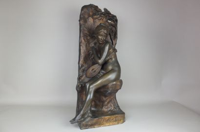 null Emile PICAULT (1883-1915), La Cigale - Bronze à patine mordorée, Signé sur la...