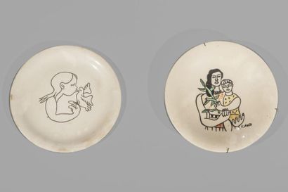 null Deux assiettes en faïence fine de Sarreguemines de Jean Effel et Fernand Léger....