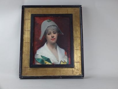 null Louise ABBEMA (1858-1927), Portrait d'une actrice de la commedia dell'arte,...