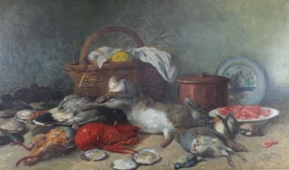 null Alexandre COUDER (1808-1879), Nature morte la pêche du jour, huile sur toile,...