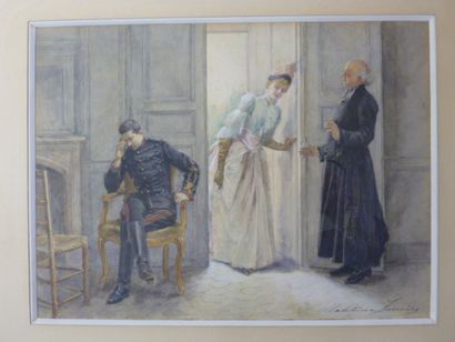 null Madeleine LEMAIRE (1845-1928) - Confession- Gouache -signée en bas à droite...