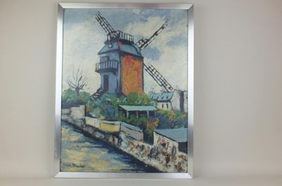 null Elysée MACLET (1881-1962) Le Moulin de la galette à Montmartre- Huile sur carton...