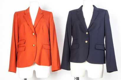 null J. CREW .Lot de deux veste du modèle "Schoolboy" l'une en lainage orange, l'autre...
