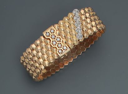 null Bracelet "Ceinture" en or jaune 750MM et maille " Pointe de diamant " , platine...