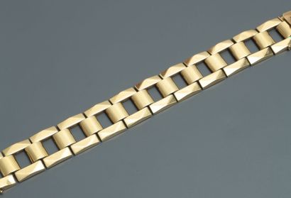 null Bracelet, mailles plates, ajourées et carrées en or jaune , 750 MM, longueur...