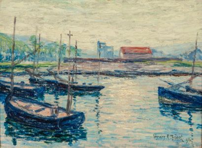 null Henry Emile BUREL (1883-1967)- Les Vieilles barques- Huile sur toile, signée...