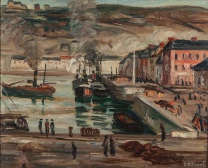 Henry-Emile BUREL (1883-1967)-Vue de port,...