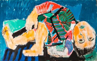 null Bernard LORJOU (1908-1986)- Le contorsioniste- Huile sur toile signée en bas...