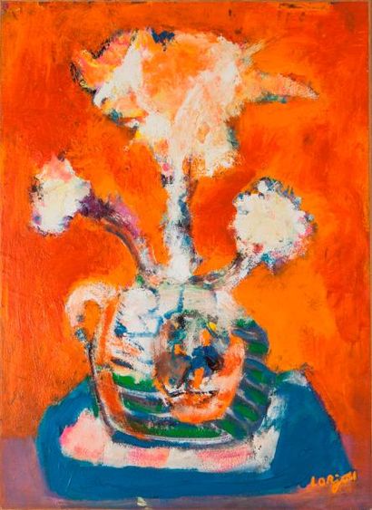 null Bernard LORJOU (1908-1986)- Bouquet de fleurs-Huile sur toile signée en bas...