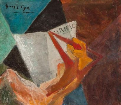 null George CYR (1880-1964)- Femme nue lisant- Huile sur toile signée en haut à gauche-...