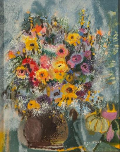 null Monique JOURNOD (1935) - Bouquet de fleur - Huile sur toile - 