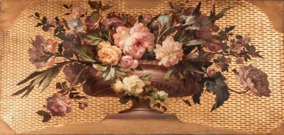 null Ecole française XIXème - Bouquet de roses - Huile sur toile- (pouvant former...